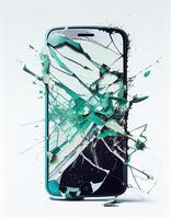 gebrochen Handy, Mobiltelefon Telefon Bildschirm, erstellt mit generativ ai foto