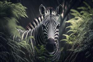 Zebra Nahansicht. generativ ai. foto