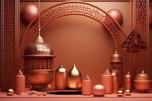Ramadan kareem 3d Hintergrund Design. ai generiert foto