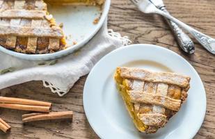 Kürbiskuchen auf dem hölzernen Hintergrund foto