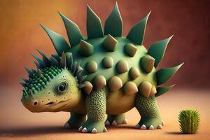 ai generiert 3d süß Stegosaurus Karikatur. ein Gruppe von Primitive Reptil Dinosaurier von das jurassisch Zeitraum. foto