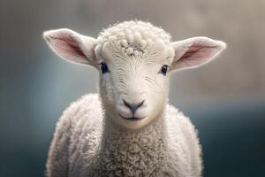 lächelnd Weiß Schaf gemacht durch generativ ai Technologie foto
