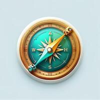 Kompass auf Weiß Hintergrund generativ ai foto