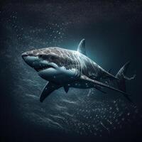 ein groß Hai im groß Meer generativ ai foto