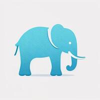 Blau Elefant Logo auf Weiß Hintergrund generativ ai foto