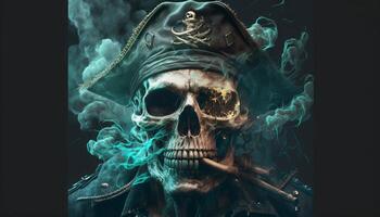 Pirat von unheimlich Schädel Gesicht Bild generativ ai foto