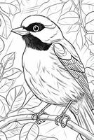 süß Karikatur Vogel umrissen zum Färbung Buch isoliert auf ein Weiß Hintergrund. generativ ai foto