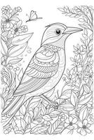 süß Karikatur Vogel umrissen zum Färbung Buch isoliert auf ein Weiß Hintergrund. generativ ai foto