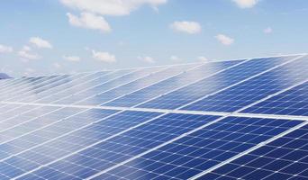 Öko Technologie Solar- Panel mit Sonne und Blau Himmel Hintergrund. Konzept sauber Energie im Natur foto