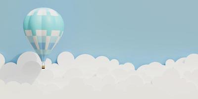Wolke Ballon Schnitt Kunst Tafel bunt Kunst Papier schwebend im das Luft Himmel Hintergrund kreativ Raum Design zum Festival Urlaub Sommer- Frühling Pastell- Farben 3d Illustration foto