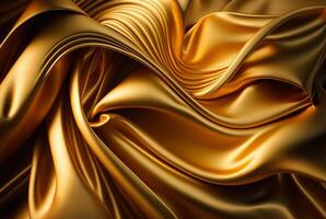 abstrakt Gold Stoff Hintergrund Textur mit golden elegant Satin- Material. generativ ai foto