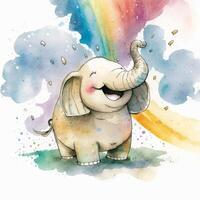 glücklich Lachen Elefant . Stil von ein Kinder- Buch generativ ai foto