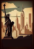 das Poster von atemberaubend Aussicht von berühmt Statue von Freiheit generativ ai foto