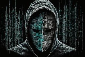 Hacker Mann Attacke Maske binär einer foto