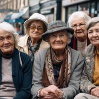 Alten Damen zusammen wie Freunde. ai generiert Illustration foto