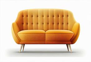 Leder Sofa isoliert auf ein Weiß Hintergrund. 3d machen. generativ ai foto