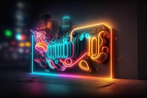 Neon- Licht, Hintergrund, Hintergrund, generativ ai, Illustration foto