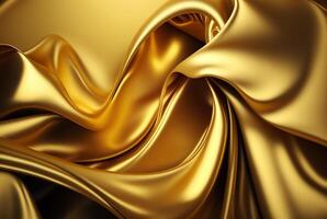 abstrakt Gold Stoff Hintergrund Textur mit golden elegant Satin- Material. generativ ai foto