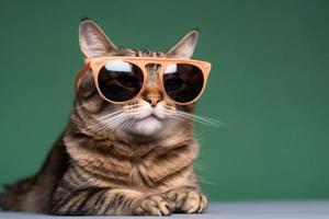 Zen Katze mit Gläser, Ferien Konzept foto