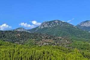 schön Aussicht von das Türkisch Berge bedeckt mit Grün Wald auf ein Sommer- Tag, foto