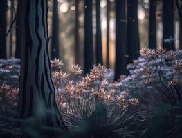 Fantasie Wald Landschaft erstellt mit generativ ai Technologie foto