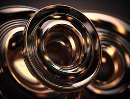 konzentrisch golden Ringe Formen abstrakt geometrisch Hintergrund erstellt mit generativ ai Technologie foto