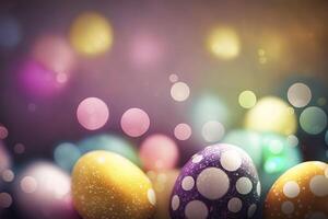 festlich Ostern Hintergrund. Hintergrund von bunt Eier. generativ ai. foto