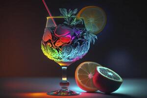 Cocktail im Neon- Farben. generativ ai. foto