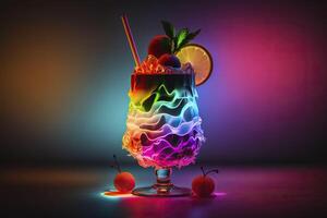 Cocktail im Neon- Farben. generativ ai. foto