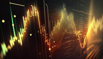 generativ ai, Lager Markt Diagramm Linien, finanziell Graph auf Technologie abstrakt Hintergrund vertreten finanziell Krise, finanziell Kernschmelze. Technologie Konzept, Handel Markt Konzept. foto