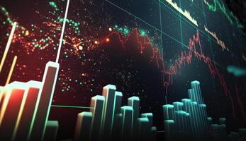 generativ ai, Lager Markt Diagramm Linien, finanziell Graph auf Technologie abstrakt Hintergrund vertreten finanziell Krise, finanziell Kernschmelze. Technologie Konzept, Handel Markt Konzept. foto