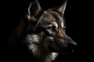 Wolf auf dunkel Hintergrund foto