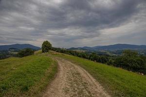 Sommer- Landschaft mit Polieren Berge auf ein wolkig Tag foto