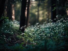 Fantasie Wald Landschaft erstellt mit generativ ai Technologie foto