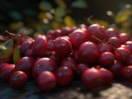 schön organisch Hintergrund von frisch gepflückt Cranberry erstellt mit generativ ai Technologie foto