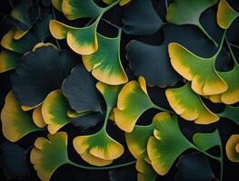 Ginkgo biloba Grün Blätter Hintergrund erstellt mit generativ ai Technologie foto