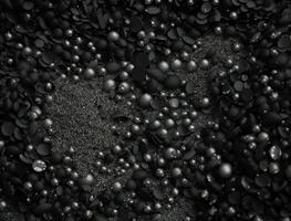 abstrakt schwarz geometrisch Hintergrund verschiedene Sand Samen Formen eben legen erstellt mit generativ ai Technologie foto