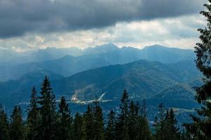 Landschaft von das tatra Berge auf ein warm Sommer- wolkig Urlaub Tag foto