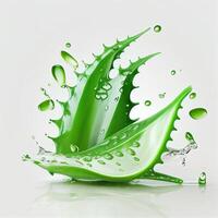 Aloe vera Gel im Wasser Spritzen Bild im Weiß Hintergrund generativ ai foto