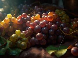 schön organisch Hintergrund von frisch gepflückt Trauben erstellt mit generativ ai Technologie foto