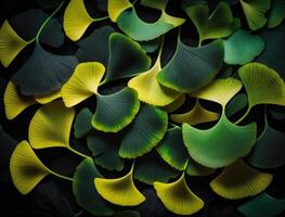 Ginkgo biloba Grün Blätter Hintergrund erstellt mit generativ ai Technologie foto