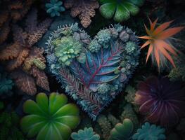 Grün Herz gemacht durch Laub Das repräsentiert Umwelt Schutz erstellt mit generativ ai Technologie foto