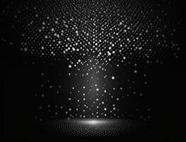 schwarz und Weiß abstrakt geometrisch Hintergrund mit Punkt Formen Pointillismus Stil erstellt mit generativ ai Technologie foto