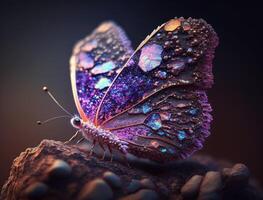 abstrakt Fantasie bunt Kristall Schmetterling Hintergrund erstellt mit generativ ai Technologie foto