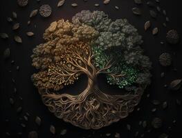 Yggdrasil Welt Baum Konzept erstellt mit generativ ai Technologie foto