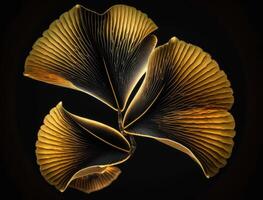 Ginkgo biloba golden Blätter dunkel Hintergrund erstellt mit generativ ai Technologie foto