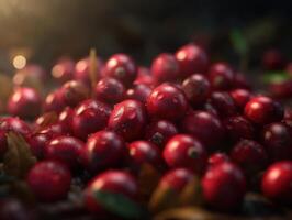 schön organisch Hintergrund von frisch gepflückt Cranberry erstellt mit generativ ai Technologie foto