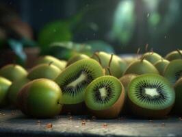 schön organisch Hintergrund von frisch gepflückt Kiwi erstellt mit generativ ai Technologie foto