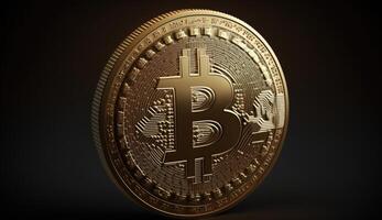 3d Rendern Konzept Kryptowährung und Blockchain Technologie Illustration. isoliert Gold Bitcoin Symbol. foto