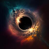 schwarz Loch im Raum generativ ai foto